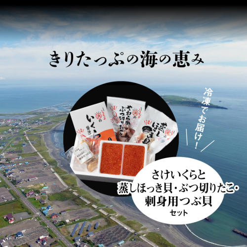 G100-1 さけいくらと蒸しほっき貝・ぶつ切りだこ・刺身用つぶ貝セット